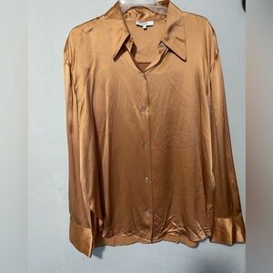 VINCE Silk Elegant Satin Button-Up Blouse